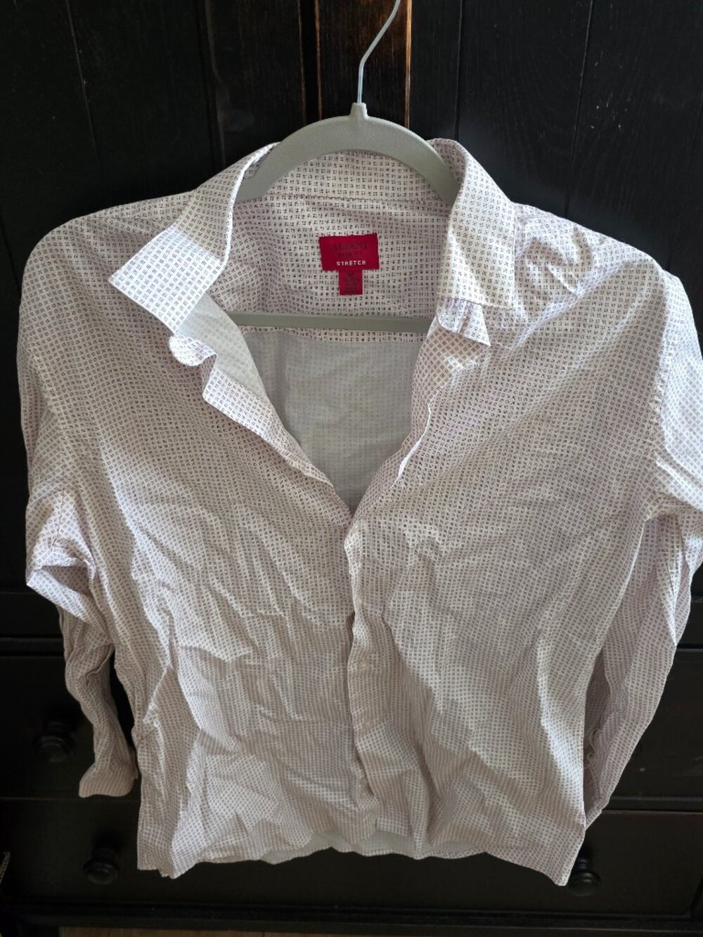 Alfani Men Slim-Fit White Stretch Long-Sleeve Dress Shirt Size Med 97% cotton